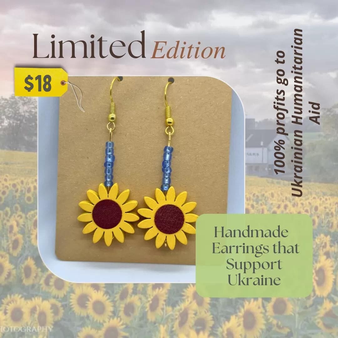 24 blue sunflower earrings
