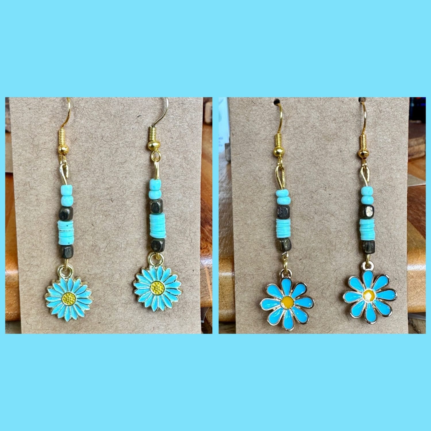blue daisy earrings