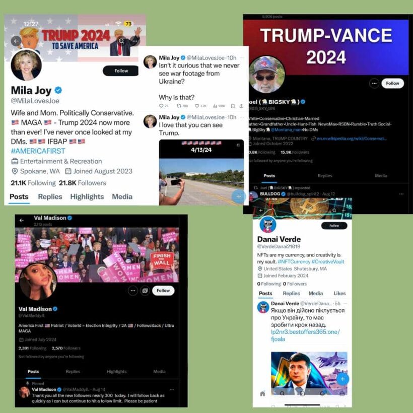 twitter post about russian disinformation with text