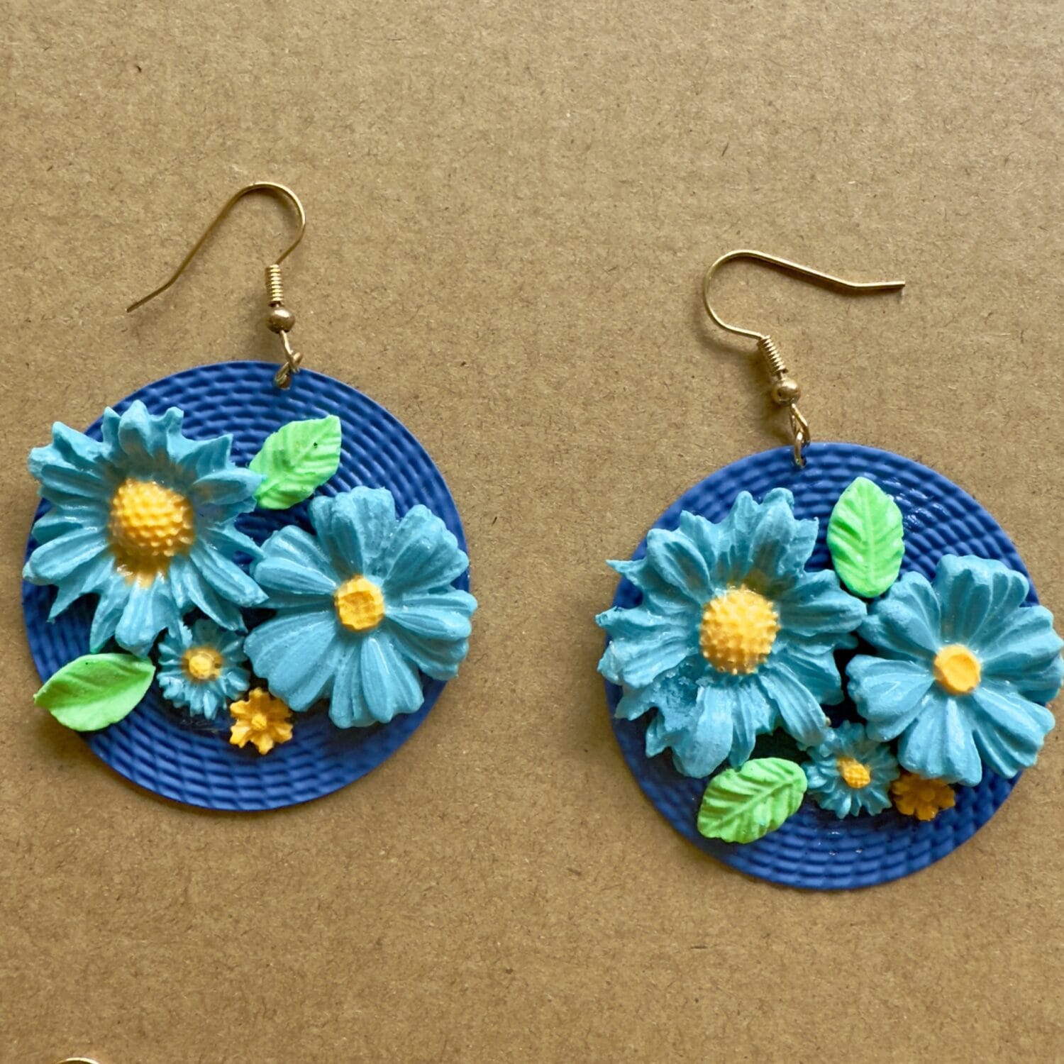 IMG_7736 Blue disc earrings with flowers